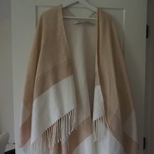 Neutral Plaid Poncho Wrap